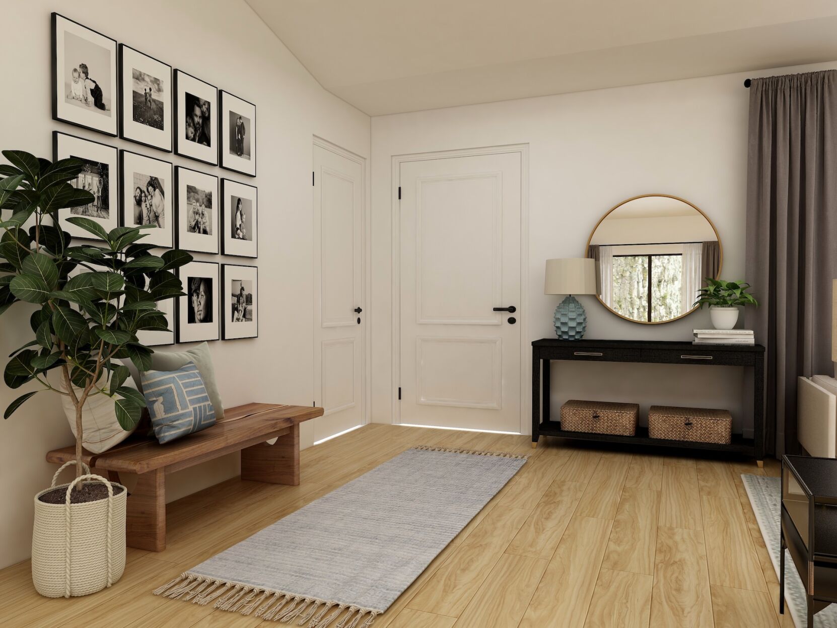 Small spaces like this require creative flooring solutions